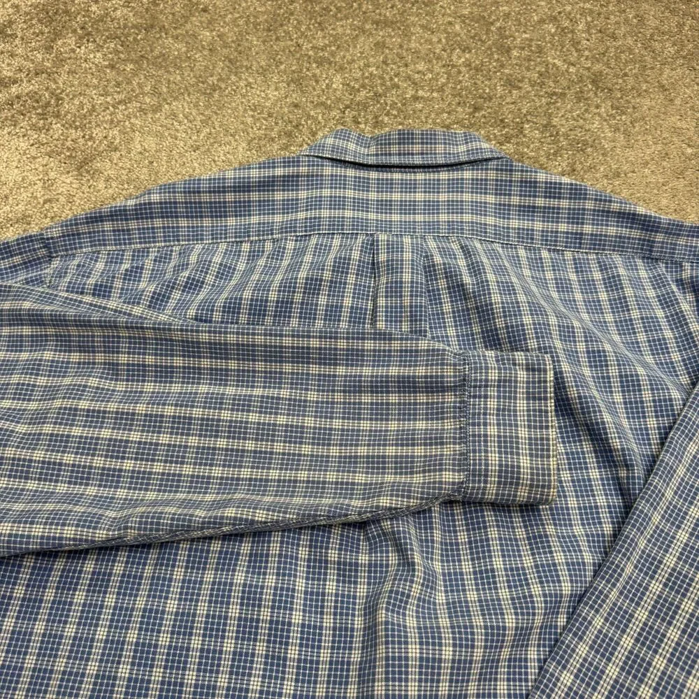 J.Crew Cotton Button Down Shirt Men XL Tall Blue Plaid Long Sleeve Cotton Casual